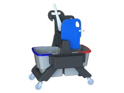 Küçük Kovalı Çift Kovalı Araba Gri Renk Paspas Arabası