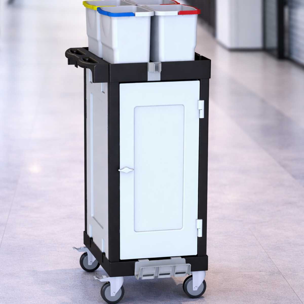 STAFF C 041 D Profesyonel Kapalı Gövdeli ve Renk Kodlu Temizlik Arabası