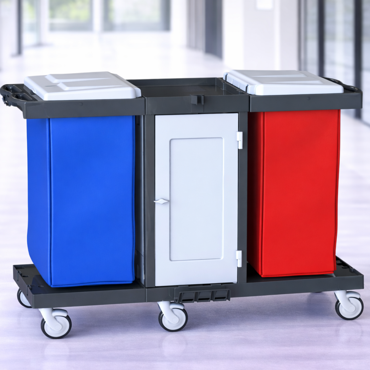 STAFF C 371 D Profesyonel Çift Atık Üniteli ve Kilitlenebilir Fonksiyonel Servis Arabası